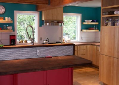 Kitchen Oiled Maple, Custom Paint, Oiled Walnut Countertops