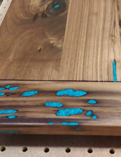 Turquoise Inlays - Walnut Edge Detail